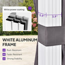 PURPLE LEAF Modern Gazebo Grey Hardtop Galvanized Steel Double Roof White Aluminum Poles with Curtains and Netting with Lights-clear