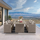 PURPLE LEAF Sanori Patio Dining Set Modern Large Weather-Resistant Table and Aluminum Chairs with Cushions for Garden Beige