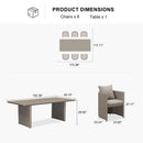 PURPLE LEAF Sanori Patio Dining Set Modern Large Weather-Resistant Table and Aluminum Chairs with Cushions for Garden Beige