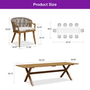 PURPLE LEAF Outdoor Dining Set All Weather Wicker Patio Dining Set with Rectangular Aluminum Table and Modern Armrest Dining Chairs for Garden Deck Backyard Kitchen