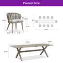 PURPLE LEAF Outdoor Dining Set All Weather Wicker Patio Dining Set with Rectangular Aluminum Table and Modern Armrest Dining Chairs for Garden Deck Backyard Kitchen