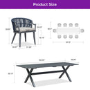 PURPLE LEAF Outdoor Dining Set All Weather Wicker Patio Dining Set with Rectangular Aluminum Table and Modern Armrest Dining Chairs for Garden Deck Backyard Kitchen