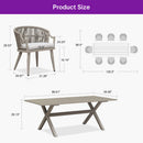 PURPLE LEAF Outdoor Dining Set All Weather Wicker Patio Dining Set with Rectangular Aluminum Table and Modern Armrest Dining Chairs for Garden Deck Backyard Kitchen