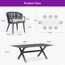 PURPLE LEAF Outdoor Dining Set All Weather Wicker Patio Dining Set with Rectangular Aluminum Table and Modern Armrest Dining Chairs for Garden Deck Backyard Kitchen