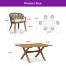 PURPLE LEAF Outdoor Dining Set All Weather Wicker Patio Dining Set with Rectangular Aluminum Table and Modern Armrest Dining Chairs for Garden Deck Backyard Kitchen