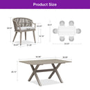 PURPLE LEAF Outdoor Dining Set All Weather Wicker Patio Dining Set with Rectangular Aluminum Table and Modern Armrest Dining Chairs for Garden Deck Backyard Kitchen