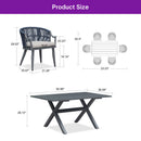 PURPLE LEAF Outdoor Dining Set All Weather Wicker Patio Dining Set with Rectangular Aluminum Table and Modern Armrest Dining Chairs for Garden Deck Backyard Kitchen