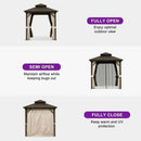 PURPLE LEAF Hardtop Gazebo Featuring Galvanized Steel Double Roof and Bronze Aluminum Frame with Curtains and Netting for Patio and Poolside