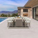 PURPLE LEAF Provence Patio Dining Set Luxury Modern Conversation Set Aluminum Large Rectangle Dining Table and Chairs with Olefin Cushion Outdoor Furniture Set for Garden Porch Deck Backyard