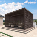 PURPLE LEAF Athena Louvered Pergola Bronze Outdoor Aluminum Pergola with Shutter Wall Adjustable Gazebo Rainproof for Patio Deck Garden