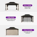 PURPLE LEAF Hardtop Gazebo Featuring Galvanized Steel Double Roof and Bronze Aluminum Frame with Curtains and Netting for Patio and Poolside