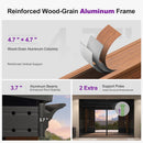 PURPLE LEAF Wall Mounted Sunroom Galvanized Steel Sloped Roof Lean-to Enclosed Aluminum Grey Frame Wood Grain Columns for Outdoor Home Extension
