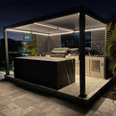 PURPLE LEAF Athena Louvered Pergola Grey Outdoor Aluminum Pergola with Strip Lights Adjustable Gazebo for Patio Deck Garden