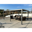 PURPLE LEAF Caesar Solar Louvered Pergola with LED Strip Lights and Control Panel Aluminum Outdoor Pergola with Adjustable Roof for Patio Deck Garden Yard Gray