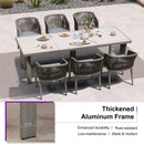 PURPLE LEAF Patio Dining Set with Sunbrella Fabric Cushions and Aluminum Table All-Weather Wicker Patio Table Set for Deck