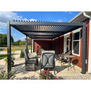 PURPLE LEAF Caesar Outdoor Louvered Pergola Patio Sun Shade Shelter with Adjustable Hardtop Patio Pergola Gray Frame White Roof