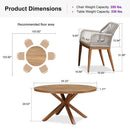 PURPLE LEAF Round Outdoor Dining Set Patio Aluminum Dining Set Round Table and Wicker Chairs with Sunbrella Cushions for Kitchen Deck