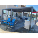 PURPLE LEAF Caesar Solar Louvered Pergola with LED Strip Lights and Control Panel Aluminum Outdoor Pergola with Adjustable Roof for Patio Deck Garden Yard Gray