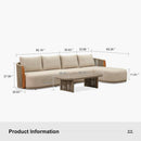 PURPLE LEAF Hailar L-Shaped Patio Conversation Set with Genuine Teak Cushions and Pillows Olefin Rope Backres Outdoor Couch Sets for Backyard Porch
