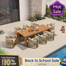 PURPLE LEAF Byron Outdoor Dining Set with Blended Olefin Cushion Aluminum Luxury Patio Furniture Dining Set All Weather Wicker Dining Sets for Backyard Deck, Teak