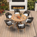 PURPLE LEAF Round Patio Dining Set with Aluminum Frame and Wicker Rattan Dining Chair with Comfortable Cushions for Deck Porch Kitchen Outdoor