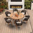 PURPLE LEAF Round Patio Dining Set with Aluminum Frame and Wicker Rattan Dining Chair with Comfortable Cushions for Deck Porch Kitchen Outdoor