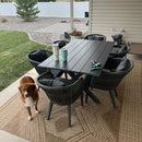 PURPLE LEAF Patio Dining Sets with Aluminum Frame Table & Handwoven Wicker Chairs Grey