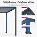 PURPLE LEAF Athena Louvered Pergola Grey Outdoor Aluminum Pergola with Roller Blinds Adjustable Gazebo Rainproof for Patio Deck Garden