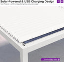 PURPLE LEAF Caesar LED Louvered Pergola with Integrated Solar Strip Lights Adjustable Aluminum Louvers Wind Resistant Pergolas for Patio Dining Deck Garden Yard White