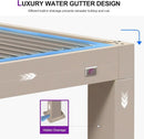 PURPLE LEAF Athena Louvered Pergola Champagne Outdoor Aluminum Pergola with Strip Lights Adjustable Gazebo for Patio Deck Garden