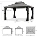 PURPLE LEAF Patio Gazebo for Pool Light Grey Hardtop Galvanized Steel Roof with Upgraded Curtains