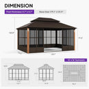 PURPLE LEAF Bronze Frame Sunroom Hardtop Gazebo Solarium Wood Grain Columns Galvanized Steel Double Roof All-Weather Screen House