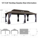 PURPLE LEAF Outdoor Hardtop Gazebo for Patio Bronze Aluminum Frame Pavilion with Navy-Blue Curtain and String Lights-milky