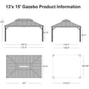 PURPLE LEAF Outdoor Hardtop Gazebo for Garden Bronze Double Roof Aluminum Frame Pavilion with String Lights-clear