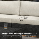 PURPLE LEAF Griffin Classical Patio Conversation Set Black with Cushion Pillows Ottoman and Premium Leather for Backyard Outdoor Living