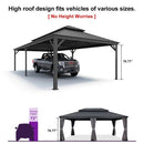 PURPLE LEAF Outdoor Metal Carport with Grey Steel Roof and Aluminum Frame Protective Shelter
