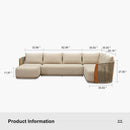 PURPLE LEAF Hailar U-Shaped Patio Conversation Set with Genuine Teak Cushions and Pillows Olefin Rope Backres Outdoor Couch Sets for Porch Garden