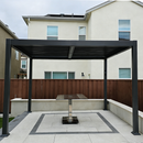 PURPLE LEAF Caesar Solar Louvered Pergola with LED Strip Lights and Control Panel Aluminum Outdoor Pergola with Adjustable Roof for Patio Deck Garden Yard Gray