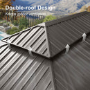 PURPLE LEAF Hardtop Gazebo Featuring Galvanized Steel Double Roof and Bronze Aluminum Frame with Curtains and Netting for Patio and Poolside