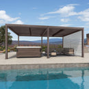 PURPLE LEAF Athena Louvered Pergola Bronze Outdoor Aluminum Pergola with Roller Blind Adjustable Gazebo for Patio Deck Garden