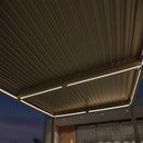 PURPLE LEAF Caesar Solar Louvered Pergola with LED Strip Lights and Control Panel Aluminum Outdoor Pergola with Adjustable Roof for Patio Deck Garden Yard Champagne