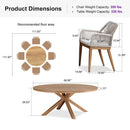 PURPLE LEAF Round Outdoor Dining Set Patio Aluminum Dining Set Round Table and Wicker Chairs with Sunbrella Cushions for Kitchen Deck