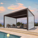 PURPLE LEAF Athena Louvered Pergola Bronze Outdoor Aluminum Pergola with Roller Blind Adjustable Gazebo for Patio Deck Garden