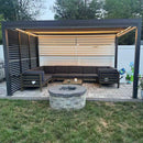 PURPLE LEAF Athena Louvered Pergola Grey Outdoor Aluminum Pergola with Strip Lights Adjustable Gazebo for Patio Deck Garden