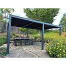 PURPLE LEAF Caesar Solar Louvered Pergola with LED Strip Lights and Control Panel Aluminum Outdoor Pergola with Adjustable Roof for Patio Deck Garden Yard Gray