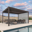 PURPLE LEAF Athena Louvered Pergola Bronze Outdoor Aluminum Pergola with Roller Blind Adjustable Gazebo for Patio Deck Garden