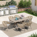 PURPLE LEAF 7/9/11 Pieces Outdoor Dining Set Aluminum Table & Wicker Rattan Chairs Modern Patio Furniture Set for Deck