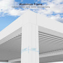 PURPLE LEAF Athena Louvered Pergola White Outdoor Aluminum Pergola with Roller Blind Adjustable Gazebo for Patio Deck Garden