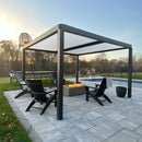 PURPLE LEAF Athena Louvered Pergola Modern Grey Pergola with White Roof for Deck Backyard Garden