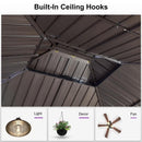 PURPLE LEAF Hardtop Gazebo Featuring Galvanized Steel Double Roof and Bronze Aluminum Frame with Curtains and Netting for Backyard with Lights-milky